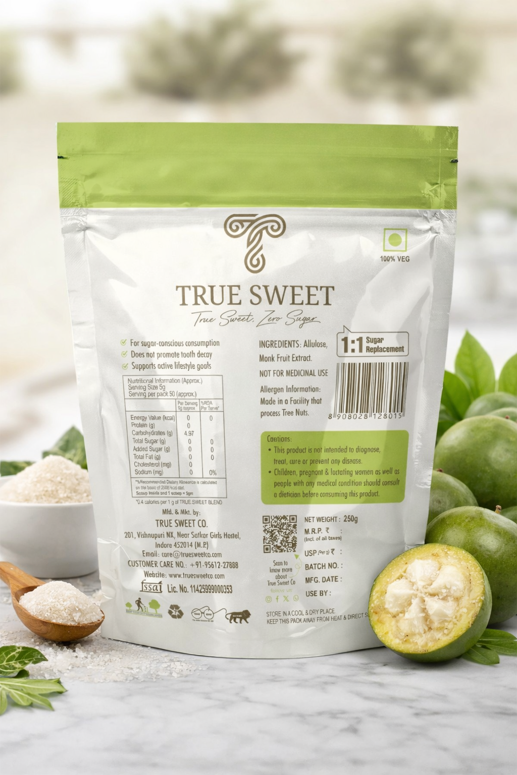 Monk Fruit Sweetener with Allulose | No Erythritol | 250g