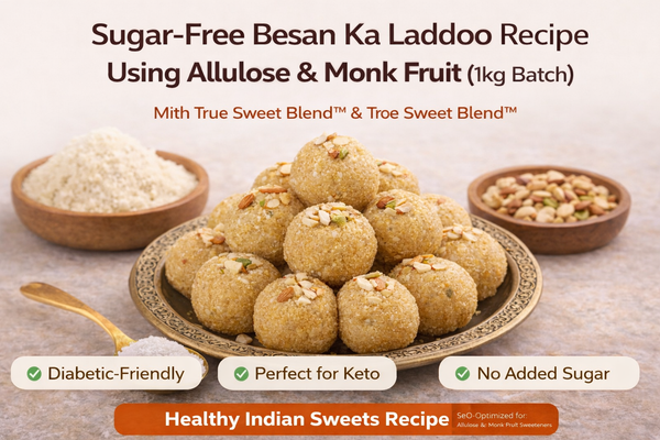 🪔 Sugar-Free Besan Laddoo (1kg Batch) – Made with True Sweet Blend™