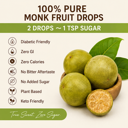 True Sweet 100% Pure Monk Fruit Drops | Zero Calories | Zero GI | No Sugar | 10ml
