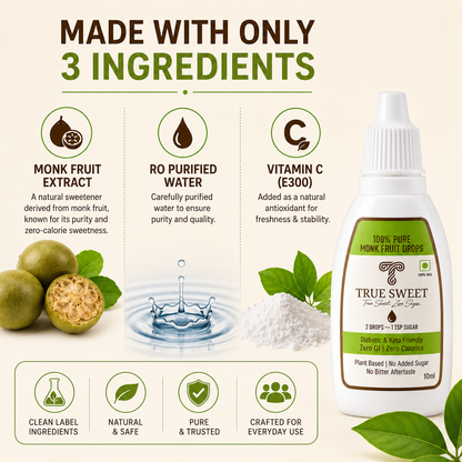 True Sweet 100% Pure Monk Fruit Drops | Zero Calories | Zero GI | No Sugar | 10ml