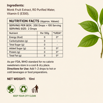 True Sweet 100% Pure Monk Fruit Drops | Zero Calories | Zero GI | No Sugar | 10ml