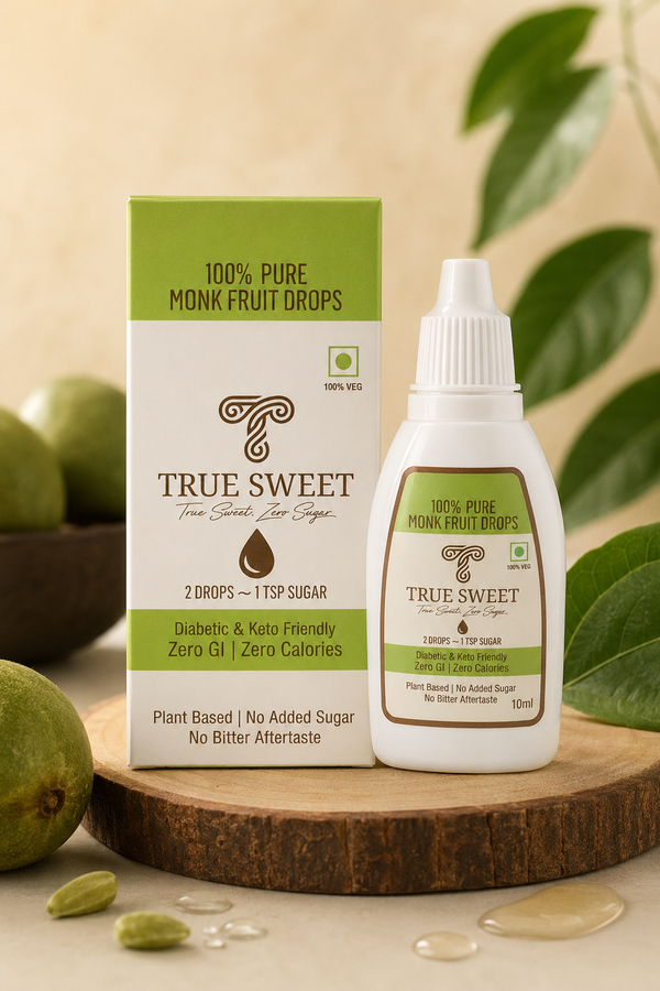 True Sweet 100% Pure Monk Fruit Drops | Zero Calories | Zero GI | No Sugar | 10ml