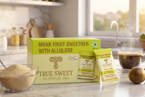 Monk Fruit Sweetener without Erythritol | Allulose Sweetener | Sugar Replacer | 30 Sachets (150g)